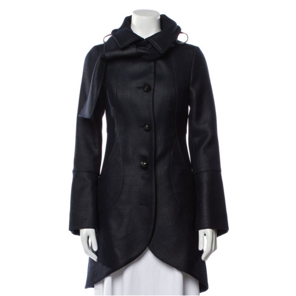 Gorgeous Navy Wool & Leather Mackage Coat